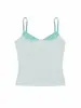 Verde menta design ins estilo coreano colete feminino falso duas peças alças finas feminino verão versátil novo estilo verão camisola pequena menina doce