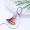 Llavero con Colgante de Borla de Algodón Estilo Tíbet y Anillo de Nudo Vajra, Colgante de Cuerda de Cinco Colores, Adorno Pequeño Hecho a Mano para Bricolaje