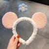 Headband de lavagem de rosto feminino Net vermelho bonito super fofo Mickey feminino dos desenhos animados pequenos Flor Beleza maquiagem headband engraçado orelha headband