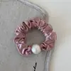 Scrunchie de perlas a la moda, color liso básico, de alta gama, pasador de pelo simple y dulce, versátil para el uso diario, banda elástica de alta elasticidad