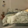 2026 Nuevo Juego de Cuatro Piezas Estilo Retro de Algodón y Lino Sábana y Funda de Edredón de Algodón Puro Floral para Dormitorio del Hogar Ropa de Cama