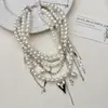 Nuevo Collar de Borla de Perlas Multicapa de Moda para Mujer, Cadena para el Cuello de Diseño de Nicho a la Moda con un Toque de Lujo, Cadena para la Clavícula