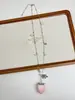 Collar Colgante de Fresa Dulce y Fresca con Diseño Único, Cadena Larga de Perla y Cristal para Suéter, Accesorio de Moda Versátil