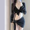 Bikini de Gama Alta Separado Conjunto Europeo y Americano de Cuatro Piezas Negro Adelgazante Traje de Baño Transfronterizo Traje de Baño Sexy para Mujer Comercio Exterior Cubre-Cuerpo