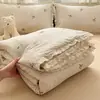 Estilo Ins Fio Bouclé Colcha de Verão Conjunto de Quatro Peças Alto Peso Ultra Macio Estilo Princesa Laço Renda Roupa de Cama Lavável à Máquina