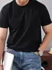Camiseta de Manga Curta de Verão para Homens, Algodão Bambu Sorona, Fresca, Antibacteriana, Proteção Solar, Camiseta Preta e Branca, Tamanho Grande Respirável com Gola Redonda