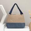 Bolso de Mano Multiusos Bolso de Lona para Mujer Gran Capacidad Lonchera Bolso Bandolera Bloque de Color Estilo Chino Literario