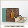Bule de Chá Retro Pedra Vermelha Conjunto de Chá Bule Único Cerâmica Doméstica Pote com Pá de Pedra de Alto Valor Bule para Uma Pessoa Caixa de Presente