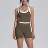Nuevo conjunto de yoga a colorblock transfronterizo con tacto nude, casual y versátil, acanalado, de cintura alta, para ejercicio al aire libre, conjunto de seis piezas