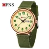 Reloj Marca Ofns Más Vendido Silencioso Correa de Nailon Reloj para Examen de Estudiante Resistente al Agua Luminoso Calendario Dual Hombres y Mujeres Reloj de Cuarzo