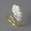 Anillo de copo de nieve y pluma de ganso ajustable de apertura S925 de Plata para mujer con temperamento literario antiguo paquete de datos