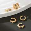 Set de 5 Piezas de Aretes de Moda Estilo Punk Minimalista Sencillo con Pedrería y Perlas, Pendientes Modernos y Versátiles para Mujer
