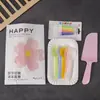 Nuevo Juego Desechable de Cuchillo, Tenedor y Plato para Pastel, Combinación de Plato y Tenedor para Hornear, Vajilla de Cumpleaños, Plato, Tenedor y Vela de Papel Biodegradable