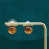 "Rincón de Otoño" Aretes de Ojo de Tigre Melard con Lazo para Mujer, Aretes Elegantes de Lujo Ligero Primavera/Verano, Accesorios de Oreja de Gama Alta