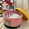 Caja de Almacenamiento de Escritorio Cesta de Almacenamiento de Pudín Trenzada a Mano Ins Cuerda de Algodón Cesta de Almacenamiento de Artículos Varios Cesta de Almacenamiento para Hogar Dormitorio