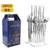 Conjunto de Talheres de Aço Inoxidável Amazon para Presente com 24 Peças (Faca, Garfo e Colher), Talheres Ocidentais de Alta Qualidade, Conjunto de 4 Peças para Churrasco