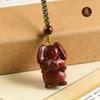 Doce Signos del Zodiaco Ratón Palo de Rosa Colgante de Madera Pieza de Mano Regalos para Hombres y Mujeres Joyería Linda Colgante Cadena para Teléfono Móvil