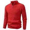 Suéter pullover masculino de zíper parcial e gola alta, estilo de comércio exterior 2026, moderno e único, malha casual de corte solto para usar por baixo