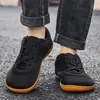 Zapatos minimalistas de punta ancha y suela blanda, zapatos deportivos holgados y cómodos para fitness y levantamiento de pesas, zapatos casuales transpirables antideslizantes de tejido flyknit