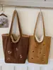 Bolsa Saco Fofa Dachshund Retrô Outono e Inverno 2025 Nova Lã de Cordeiro Bolsa Tote de Ombro Grande Capacidade Dupla Face
