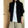 Cardigã de malha com gola alta estilo japonês e zíper duplo, suéter jacquard texturizado masculino de caimento solto com ombros caídos, peça de outer wear casual para sobreposição