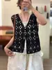 Chaleco Nuevo Estilo Primavera-Verano 2026 de Algodón Puro con Adorno de Encaje, Elegante y Versátil, Corte Holgado Casual, Top Adelgazante con Botones para Mujer
