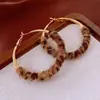 Pendientes Colgantes Redondos con Estampado de Leopardo en Tela de Aguja de Plata Estilo Retro de Hong Kong Moda Pendientes Elegantes Lujo Accesible Pendientes de Gama Alta para Mujer
