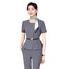 Uniforme Profissional de Verão Fino com Manga Curta e Gola Branca para Gerentes, Roupa de Trabalho Slim-Fit para Lojas de Joias, Escritórios de Vendas e Recepções de Hotéis