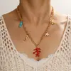 Colar Feminino Colorido Aleatório Estilo Oceano Personalidade Fashionável Transfronteiriço com Contas de Peixe Elefante Estrela do Mar Coral Ajustável