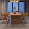 Mesa de comedor moderna y sencilla de madera de álamo, de madera maciza, para apartamentos pequeños, mesa de comedor rectangular de troncos, banco de trabajo para sala de estar