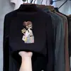 Roupa íntima infantil estampada com forro de fleece, gola alta, manga longa, quente e versátil, camiseta escovada para meninas, outono e inverno