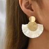 Pendientes bohemios retro étnicos en forma de abanico, nuevos y populares de estilo europeo y americano, con personalidad exagerada, pendientes modernos hechos a mano.