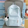 Mochila Refrescante Azul Céu Claro com Estampado de Estrelas para Viagem, Adequada para Alunos do Ensino Fundamental e Médio, Meninas Doces, Aula, Biblioteca e Uso para Estudo