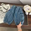 Jeans para niños 2026 nuevo estilo versátiles y modernos pantalones cargo para niños y niñas, versión coreana ins pantalones casuales