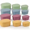 Sacos de silicone de grau alimentício personalizados para conservação de frutas, filme plástico, potes de conservação, lancheiras dobráveis, utensílios de mesa, lancheiras, tigelas e pauzinhos