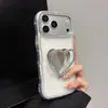 Funda de teléfono con soporte en forma de corazón con patrón de concha de borde ondulado adecuada para Apple 17PROMAX, cobertura total, tacto de alta gama 14, 16/15