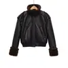 Fabricantes Mayoristas de Ropa para Mujer Transfronterizos 2025 Aliexpress Moda Casual Chaqueta Abrigo de Cuero con Cuello Alto