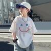 Camiseta de Manga Corta con Estampado de Letras para Niños de Verano Tendencia Fresca Moderna Versátil Casual Cuello Redondo Top de Verano