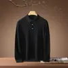 Lavable a máquina~Casual de negocios Hilo Yangzi Tejido Fino 100% Lana Pura Cuello de Camisa Tejido Suéter Talla Grande