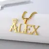 [Personalización Privada] Collar con Nombre en Inglés Personalizado de Acero Inoxidable Collar con Nombre Personalizado Cadena de Perlas Cuadrada de 3 mm