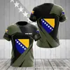 Patrón del Emblema Nacional Bosnio Impresión 3D Transfronterizo Nuevo Camiseta Casual de Manga Corta para Hombre Venta Directa de Fábrica Suministro