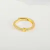 Anillo de apertura ajustable de cobre con incrustaciones de circonita, 26 letras del alfabeto inglés, joyería de moda de alto nivel y temperamento, para cruzar fronteras