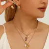 Set de Joyería Serie Océano de Acero Inoxidable Chapado en Oro de 18K Estilo Ins de Aliexpress, Nicho de Lujo Ligero con un Toque de Alta Gama, Accesorios de Playa