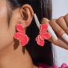 Pendientes Europeos y Americanos de Comercio Exterior al por Mayor de Hierro con Goteo de Aceite y Bloques de Color de Pétalos Exagerados Pendientes de Flores Tridimensionales de Estilo Fresco y Dulce
