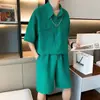 Traje Casual para Hombre, Marca de Verano de Moda, Camisa Fresca y Elegante Holgada de Manga Corta, Combinado con un Conjunto de Dos Piezas de Alta Gama para Hombre