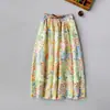 Saia Midi Floral Linha A Meia-Saia Primavera Romance Selvagem Saia Floral Feminina Verão Nova Leve Saia Midi Saia Meia Francesa