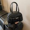 Bolsa de Mão Nicho Estilosa Plissada Cor Pura Feminina 2025 Primavera Pequena Fresca Moda Bolsa Bowling Casual Transversal
