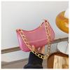 Estilo K de Bolsa de Corrente Simples Colorida de Cor Pura Bolsa Feminina 2024 Inverno Nova Casual Estilo Satchel Ombro Único Axila