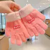 Guantes de Dedos Lindos para Niños Niñas Invierno Prueba de Frío Cálido Juego de Cinco Dedos Conjunto Completo de Dedos Tejido para Bebé Niños de Invierno