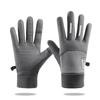 Luvas Esportivas de Ciclismo ao Ar Livre para Primavera e Outono Masculinas de Inverno Veludo À Prova de Vento Quente Sem Dedos Veículo Elétrico Delivery Tela de Toque Luminoso